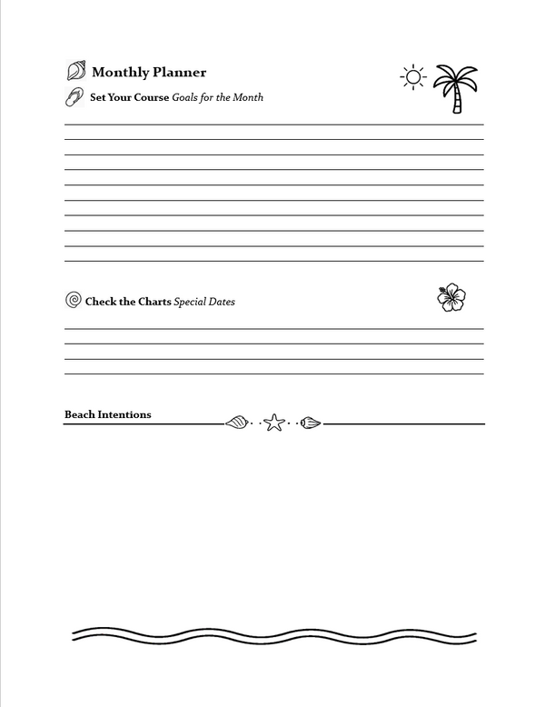 Beach Life Balance Planner Sample Page