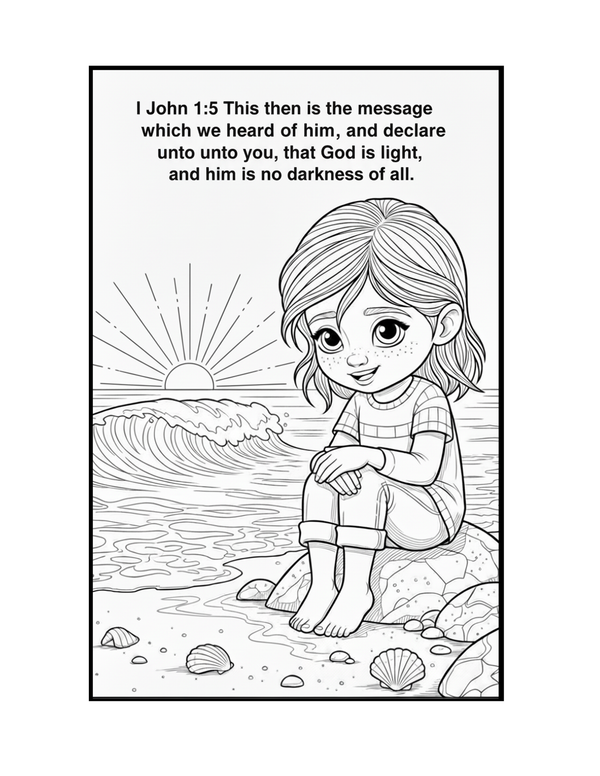 Coloring Book; Beach House; Beach Inspired Pages with King James Verses