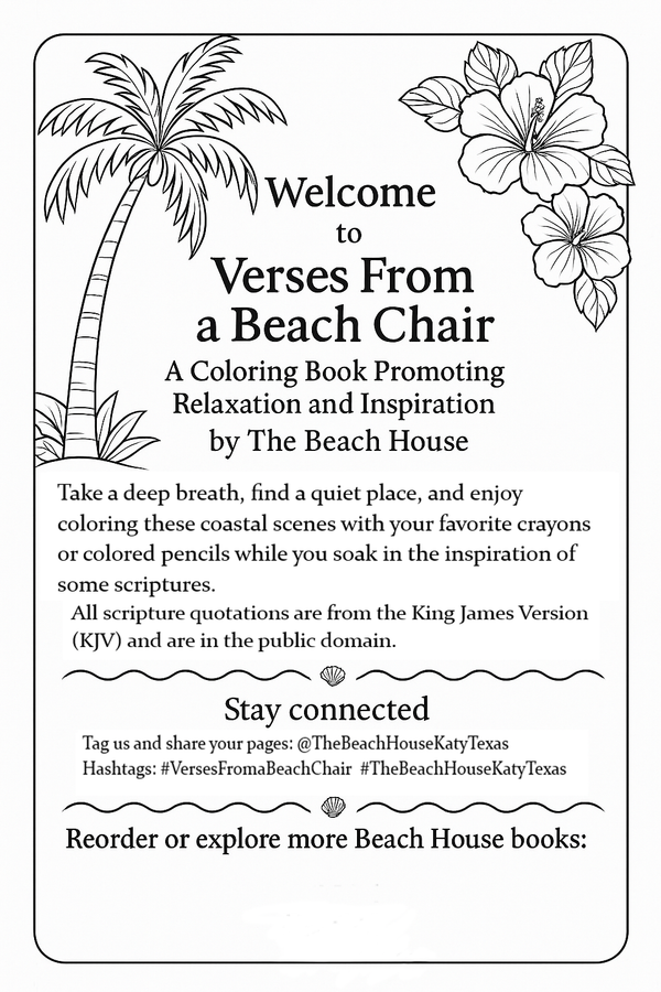 Coloring Book; Beach House; Beach Inspired Pages with King James Verses