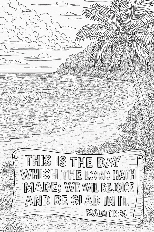 Coloring Book; Beach House; Beach Inspired Pages with King James Verses