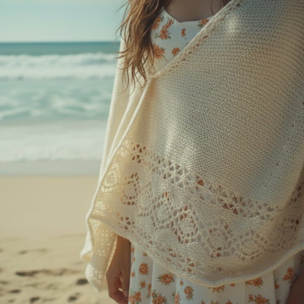 Hand-Knit in Fine Merino evening wrap